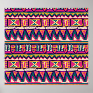 Affiche Croquis tribaux : motif aztèque dessiné à la main.