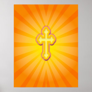 AFFICHE CROSS AND SUN RAYS