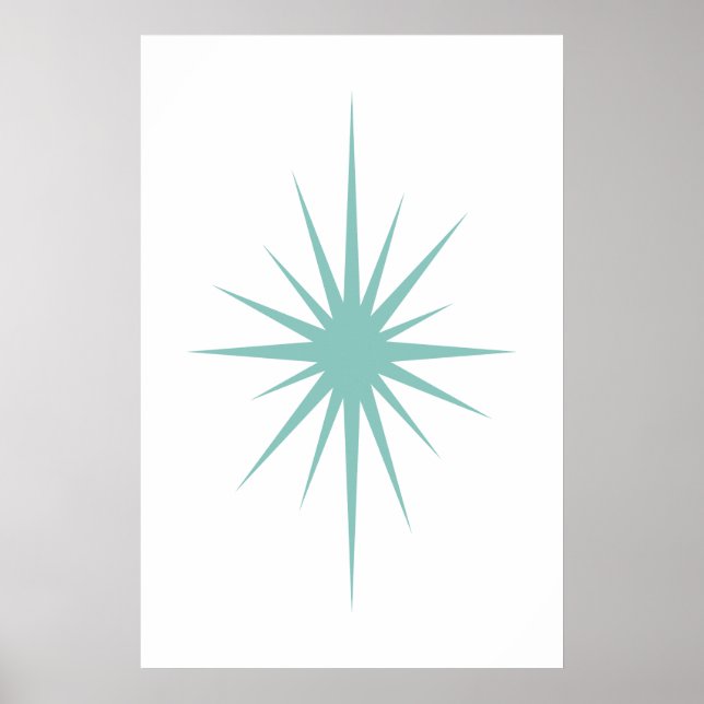 Affiche Cross Starburst Light Turquoise Mid Century Retro (Devant)