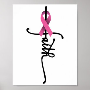 Affiche Cross Warrior Survivor Pink Ribbon Cancer du sein