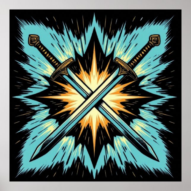 Affiche Crossed Fantasy Arrows with Glowing Energy – Dynam (Devant)