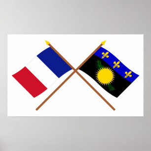 Affiche Crossed flags of France and Guadeloupe
