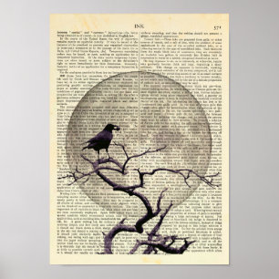 Affiche Crow and Moon, Crow Art, Raven, Gothic, Night