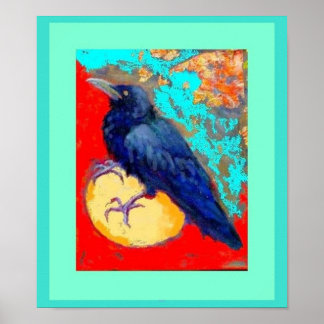 Affiche Crow et oeuf en turquoise par Sharles