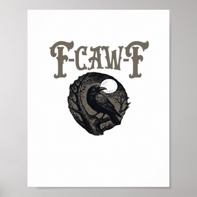 Affiche Crow, F-Caw-F Funny Bird Moon Gothic Retro Graphic (Devant)