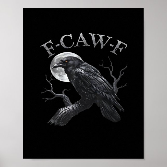 Affiche Crow F-Caw-F Funny Bird Moon Retro Classic (Devant)