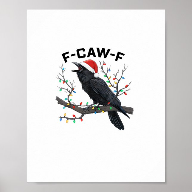 Affiche Crow F-Caw-F Funny Retro Christmas Lights Santa Ha (Devant)