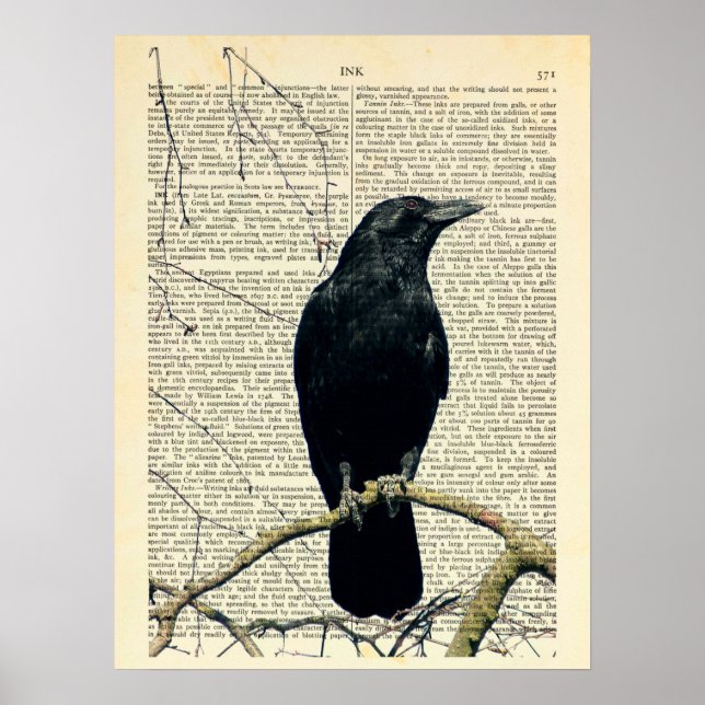Affiche Crow Perché, Crow Art, Corbeau, Edgar Allan Poe (Devant)