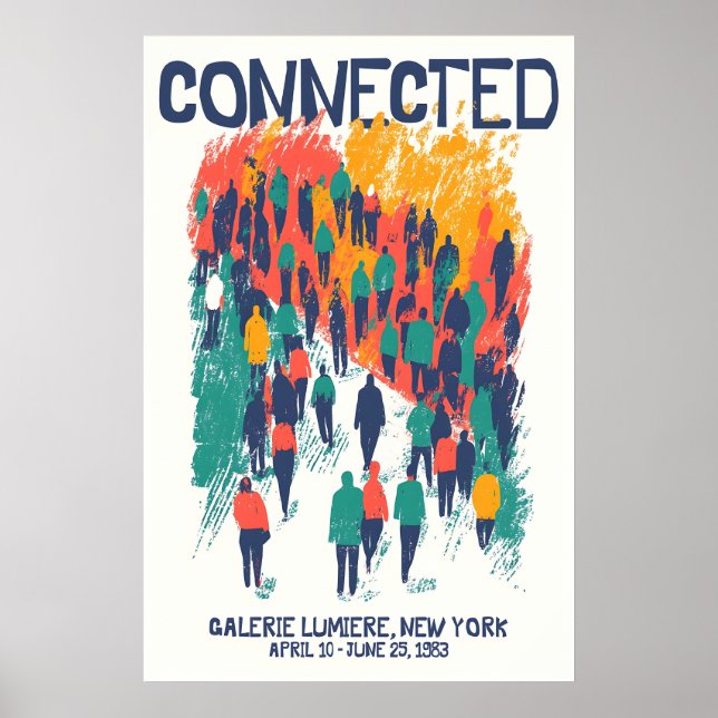 Affiche Crowd Illustration Art Print Connected Community (Devant)