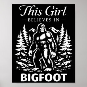 Affiche Croyante fille Bigfoot sasquatch cryptide forêt