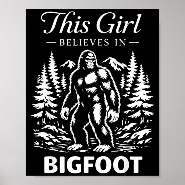Affiche Croyante fille Bigfoot sasquatch cryptide forêt (Devant)