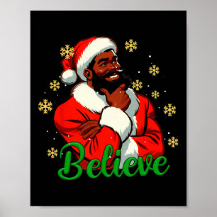 Affiche Croyez Black-santa Claus Noël Afrique Amérique