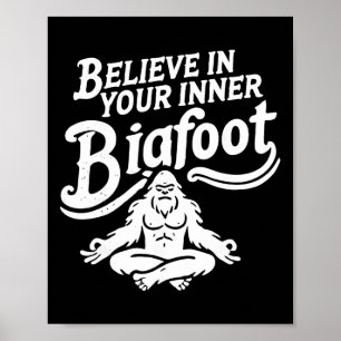 Affiche Croyez En Votre Bigfoot Intérieur Drôle Groovy Méd
