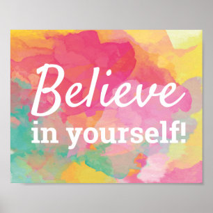Affiche Croyez en vous-même Motivational Quote Aquarelle