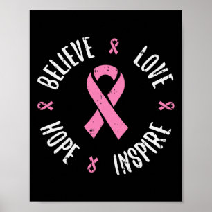Affiche Croyez Love Hope Pink Ribbon Cancer du sein primé