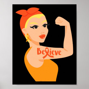 Affiche Croyez Orange Ribbon Strong Woman Leukemia Award