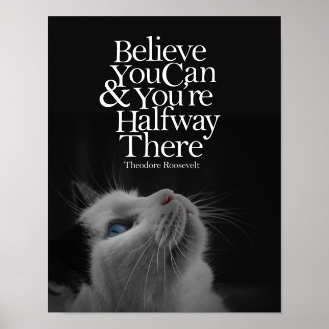 Affiche Croyez Que Vous Pouvez Beau Cat Citation Motivatio (Devant)
