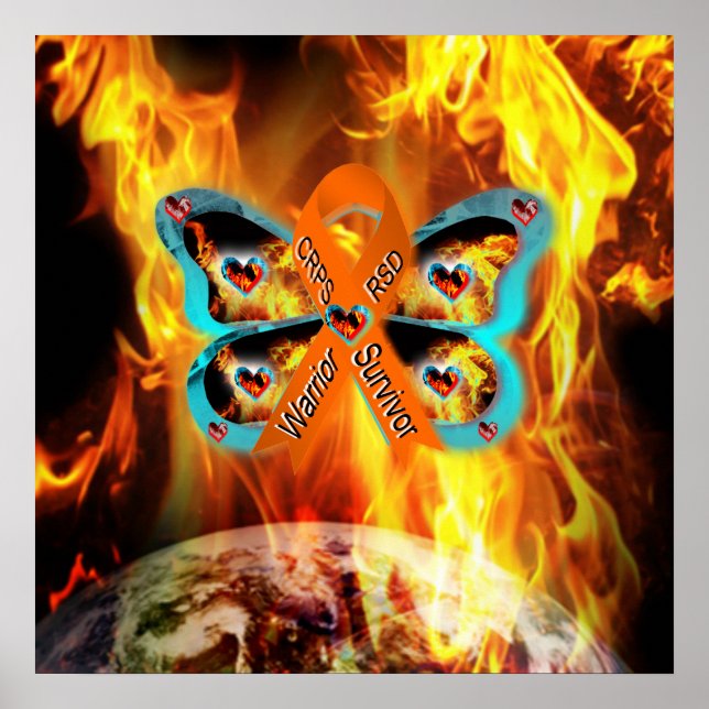 Affiche CRPS RSD Guerrier Survior Ruban Papillon Terre (Devant)