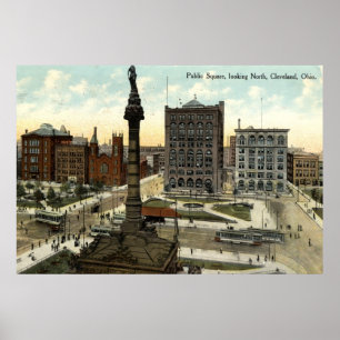 Affiche Cru 1910 de Cleveland Ohio de place publique