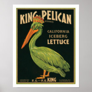 Affiche Cru de salade "Iceberg" du Roi Pelican la