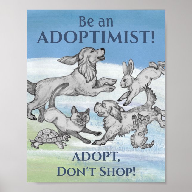 Affiche Cruauté animale "Adoptez, n'achetez pas" Animaux d (Devant)