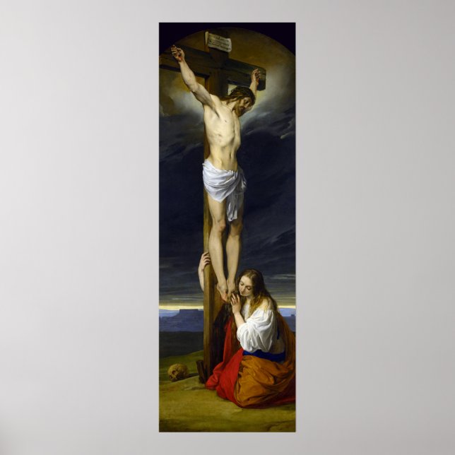 Affiche Crucifixion avec Mary Magdalene Kneeling par Hayez (Devant)