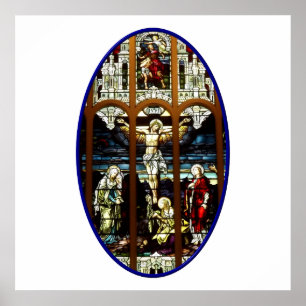Affiche Crucifixion de fenêtre en verre teinté de Jésus