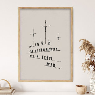 Affiche Crucifixion du Christ, Vieille Croix Rugueuse, Art