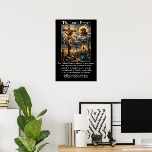 Affiche Crucifixion du Notre Père Radiant Halos Calvaire