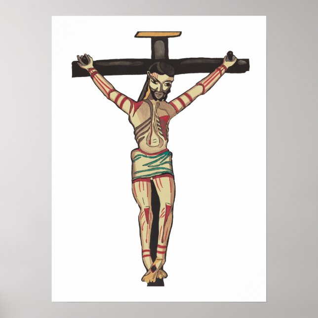 Affiche Crucifixion Jésus Christ Croix Aquarelle art (Devant)