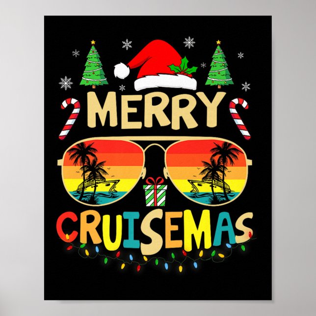 Affiche Cruise Ship Merry Christmas Lights Cruising Vacati (Devant)