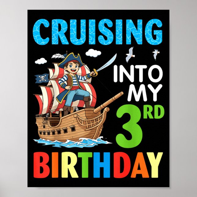 Affiche Cruising Into My 3rd Birthday Rate Little Boy 3 Ye (Devant)
