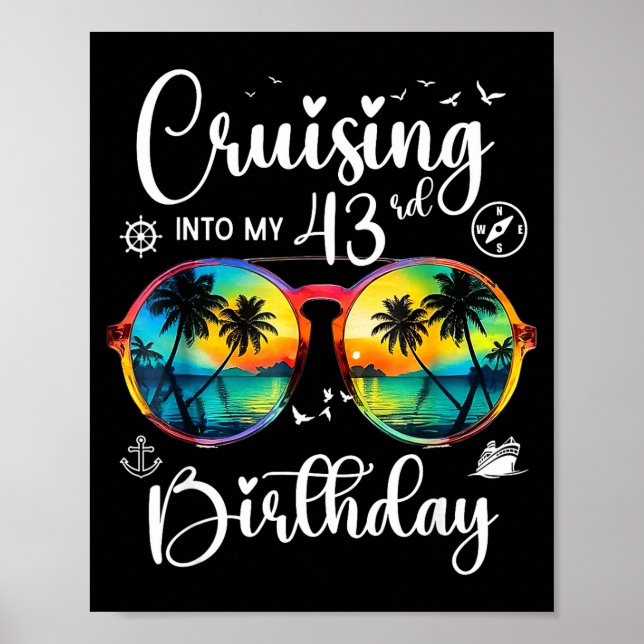 Affiche Cruising Into My 43rd Birthday Trip Vacation Cruis (Devant)