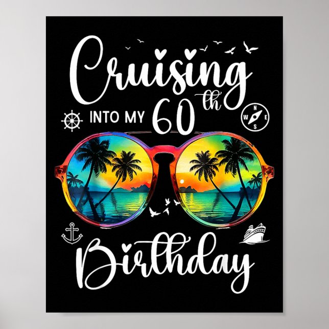 Affiche Cruising Into My 60th Birthday Trip Vacation Cruis (Devant)