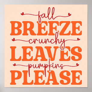 Affiche Crunchy Leaves Brise d'Automne Citrouilles S'il Vo