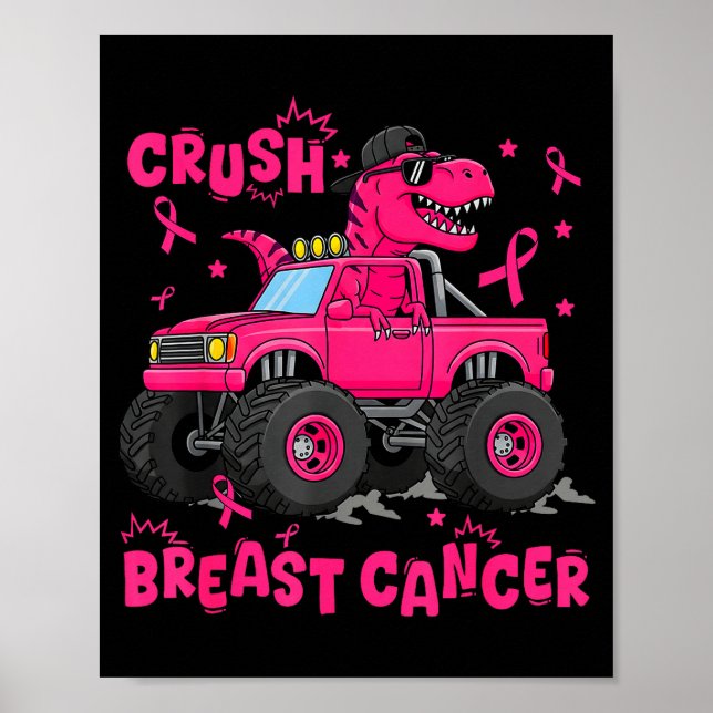 Affiche Crush Breast Cancer Awareness Monster Truck Dinosa (Devant)