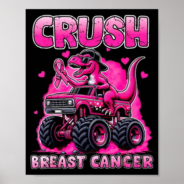Affiche Crush Breast Cancer Awareness T Rex Monster Truck  (Devant)