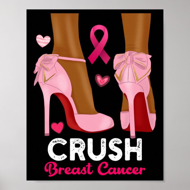 Affiche Crush Cancer Du Sein En Octobre Nous Portons Rose  (Devant)