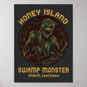 Affiche Cryptid de monstre de marais de Honey Island