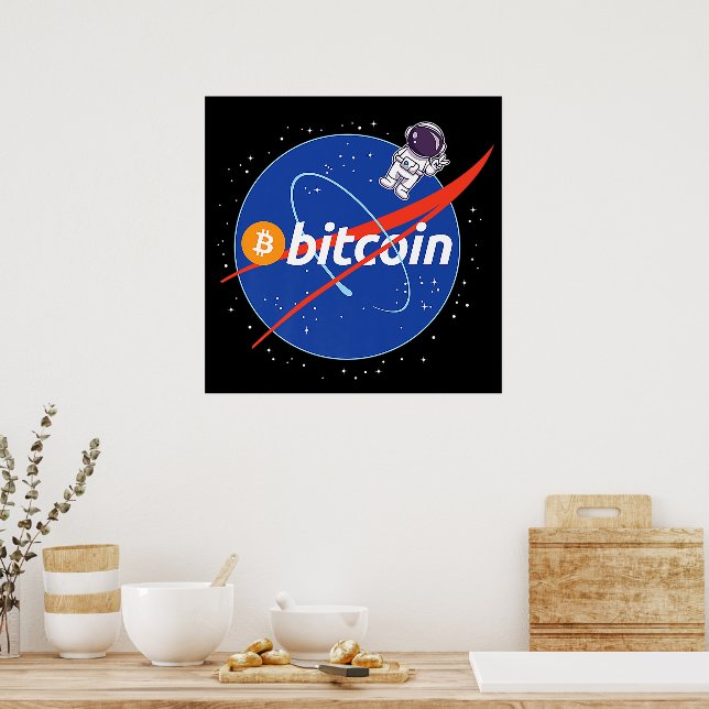 Affiche Crypto spatial astronaute Bitcoin tendance (Cuisine)