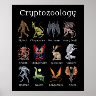 Affiche Cryptozoologie Cryptid Créatures