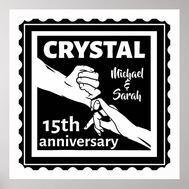 Affiche Crystal 15e anniversaire mariage tenant la main (Devant)