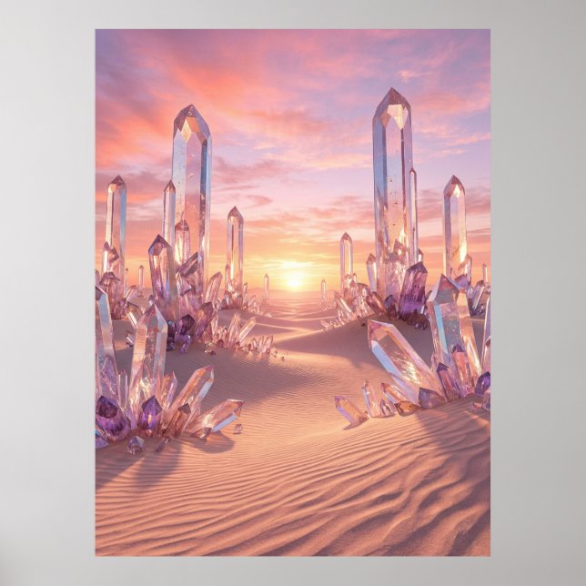 Affiche Crystal Desert Sunset Fantasy Art (Devant)