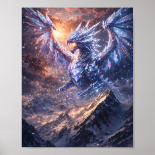 Affiche Crystal Dragon au-dessus des montagnes