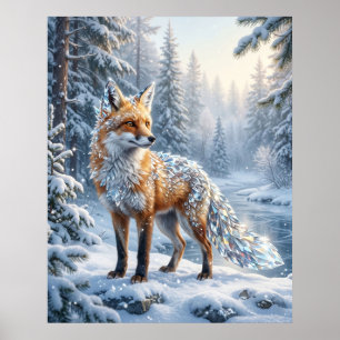 Affiche Crystal Fox Pins d'hiver