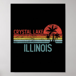 Affiche Crystal Lake Illinois Drôle de voyage en ville Usa