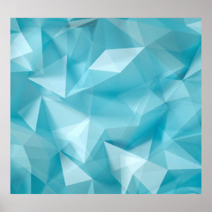Affiche Crystals bleu turquoise Triangles Arrière - plan