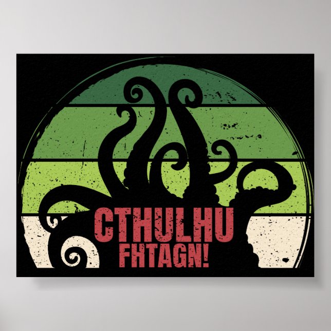 Affiche Cthulhu Fhtagn Vintage (Devant)