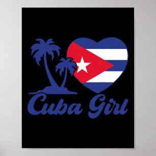 Affiche Cuba - Drapeau de fille cubaine Cubanita Patrimoin