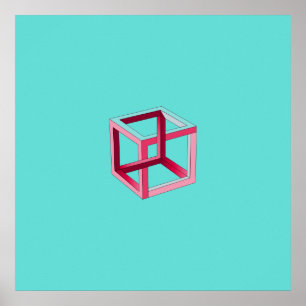 Affiche Cube 3D Art moderne sur Turquoise